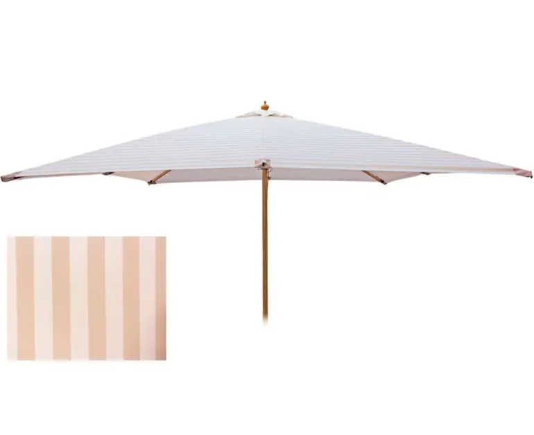 Signe Markedsparasol 3x3 - Hvid / Beige Stribet