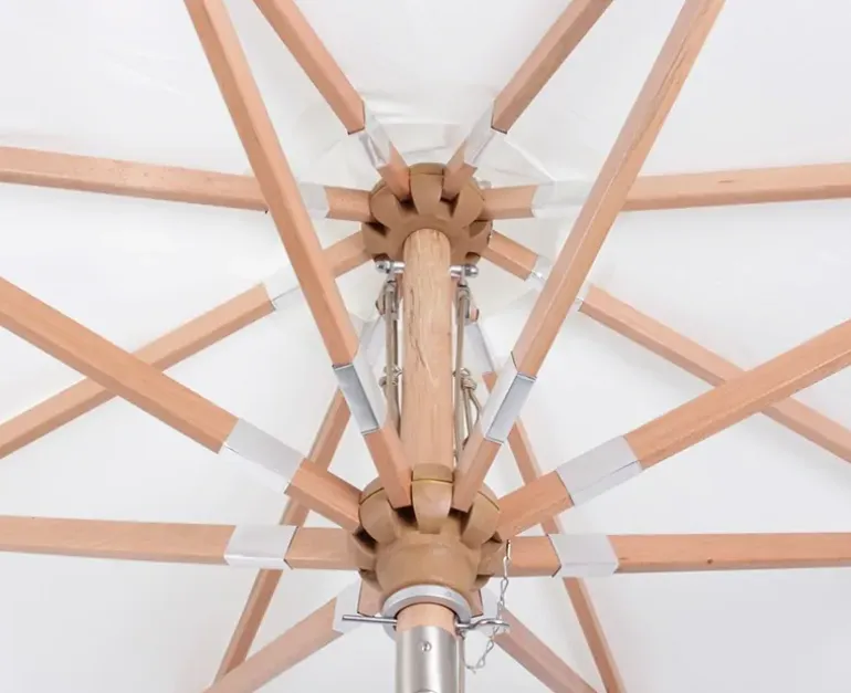 Signe Markedsparasol 3x3 - Hvid / Beige Stribet