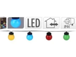 Solar LED Party Kæde m/20 Mix Kugler - Farvede pærer