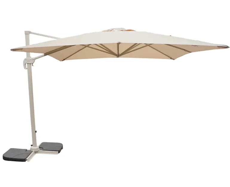 Solvej Hængeparasol 3x4 meter - Gråhvid / Natur